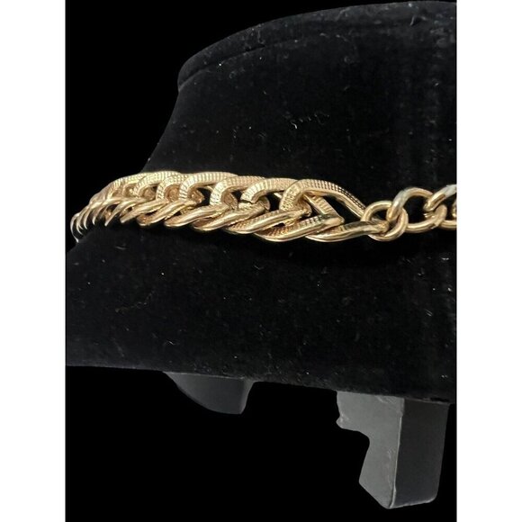 Gold Tone Statement Bib Pendant Necklace Brown Rhinestones Adjustable Chain Link - Picture 6 of 7